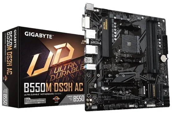 GIGABYTE B550M DS3H AC Emolevy - AMD B550 - AMD AM4 - DDR4 RAM - Micro-ATX