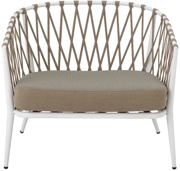 CREATIVE COLLECTION Cia ulkotuoli puutarhaan, tyynyllä - polyesteri ja valkoinen metalli